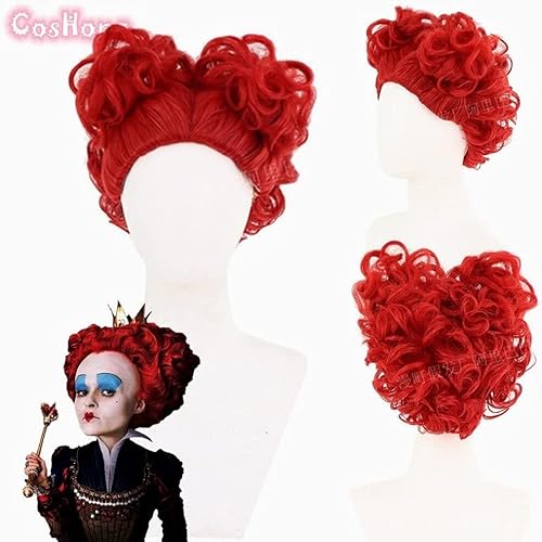 WELLHY Cosplay Perücke Rote Königin Cosplay Alice im Wunderland Party Cosplay Frauen Kurze Rote Perücke Cosplay Anime Cosplay Perücke Hitzebeständige Synthetische Perücken for Coser von WELLHY