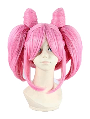 WELLHY Cosplay Perücke Sailor Moon Sailor Chibi USA Chibiusa Kurz Rosa Clip Pferdeschwanz Hitzebeständiges Kunsthaar Cosplay Perücke + Haarnetz for Coser von WELLHY