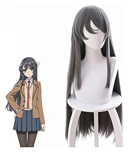 WELLHY Cosplay Perücke Sakurajima Mai Grau Lange Perücke Cosplay Seishun Buta Yarou wa Senpai no Yume wo Minai Hitzebeständiges Haar for Coser von WELLHY