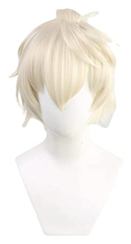 WELLHY Cosplay Perücke Spiel Genshin Impact Bennett Cosplay Perücken Beige Kurz Herren Cosplay Perücke Hitzebeständiges Kunsthaar Halloween for Coser von WELLHY