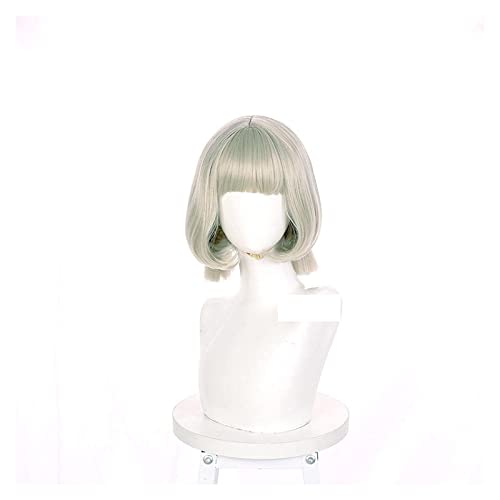 WELLHY Cosplay Perücke Spiel Genshin Impact Charakter Sayu Cosplay Silbergrauer Pferdeschwanz Kurzhaarperücke Halloween Cos Requisiten Hitzebeständiges Synthetik for Coser von WELLHY