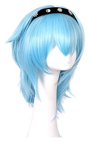 WELLHY Cosplay Perücke Spiel Genshin Impact Rolle EULA Cosplay Perücke Frauen 55cm Blau Hitzebeständiges Synthetisches Haar Halloween Rollenspiel Party Cos Requisiten for Coser von WELLHY