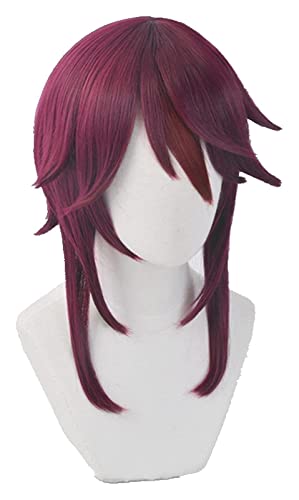 WELLHY Cosplay Perücke Spiel Genshin Impact Rosaria Cosplay Perücke kurz rot hitzebeständige Kunsthaarperücken + Perückenkappe for Coser von WELLHY