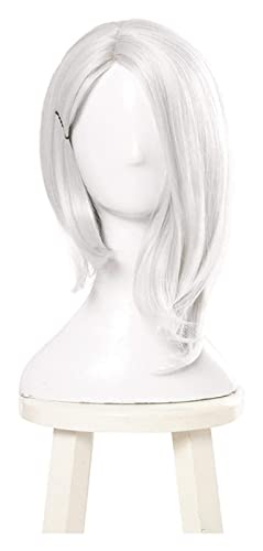 WELLHY Cosplay Perücke Spiel OW Ashe Cosplay Perücke Splitter Weiß Farbe Mittel Gerade Cosplay Perücke Hitzebeständige Synthetische Haare Frauen Party for Coser von WELLHY