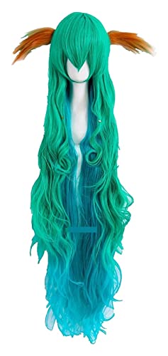 WELLHY Cosplay Perücke Star Guardian Soraka Cosplay Perücke 120 cm grün blau hitzebeständige Kunsthaarperücke + Perückenkappe for Coser von WELLHY