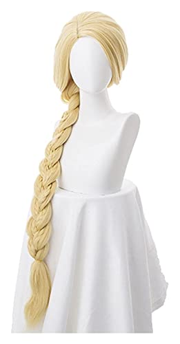 WELLHY Cosplay Perücke Tangled Princess 120cm 47 Glatt Blond Super Cosplay Perücke Rapunzel Kunsthaar Anime Perücke + Perückenkappe for Coser von WELLHY