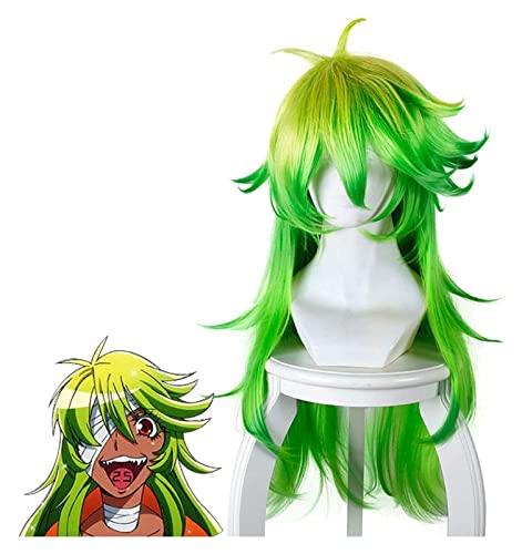WELLHY Cosplay Perücke The Numbers Niko Cosplay Perücke Niko Green Long Straight Hair Costumes No. 25 Yellow Gradient Green Anti-Warp Cosplay Long Hair for Coser von WELLHY