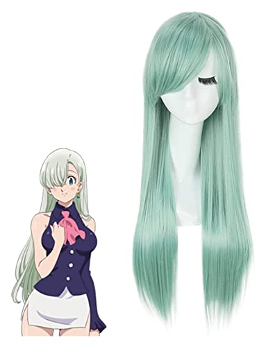 WELLHY Cosplay Perücke The Seven Deadly Sins Cosplay Perücken Elizabeth Liones Perücke grün gerade Frauen Kunsthaar Cosplay Perücke for Coser von WELLHY