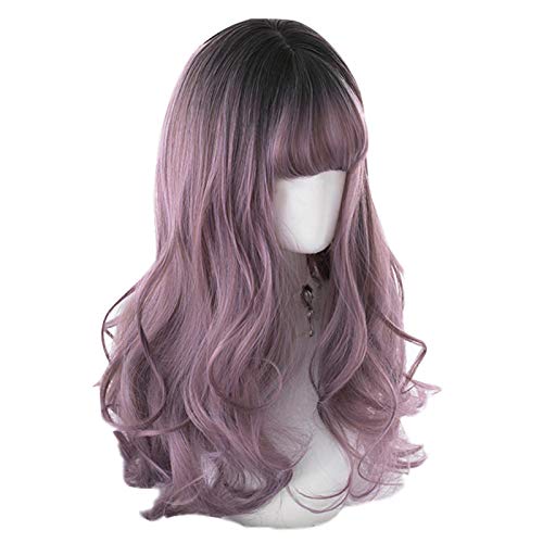 WELLHY Cosplay Wig Purple Mixed Black Lolita Wigs Long Loose Wave Cosplay Wig Halloween Harajuku Wig Heat Resistant Synthetic Hair for Coser von WELLHY