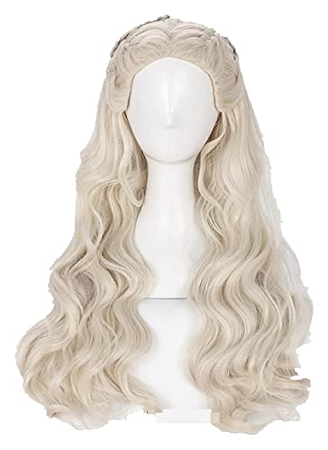 WELLHY Daenerys Targaryen Cosplay Perücke Langer gewellter Drache der Mutter Hitzebeständige Kunsthaarperücke + Perückenkappe Coser Perücke von WELLHY