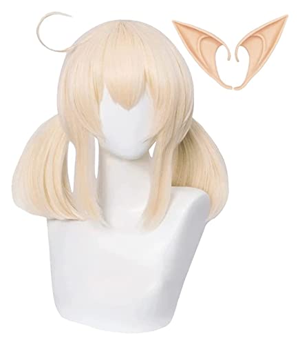 WELLHY Klee Cosplay Perücke mit Ohren Genshin Impact Kostümperücke Doppelblondes Pferdeschwanzhaar for Anime Cosplay Coser Perücke von WELLHY