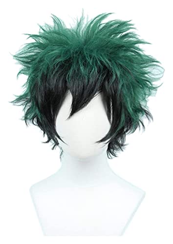 WELLHY Midoriya Izuku Anime Cosplay Perücke kurz schwarz grün Halloween Kostüm lockige Perücke Coser Perücke von WELLHY