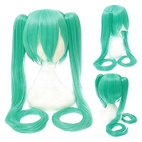 WELLHY Perücke for Halloween Mode Weihnachtsfeier Verkleidung Perücke Miku Senbon Sakura Hatsune Snow Hatsune Sakura Hatsune Albino Hatsune Kamomori Sanae Cosplay Perücke Farbe: Cy120-6 (hellblaue Hat von WELLHY