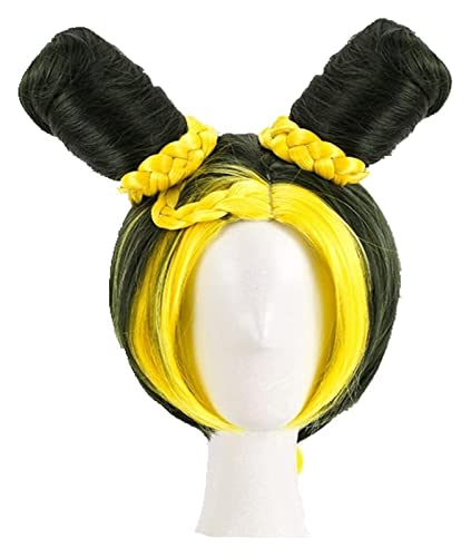 WELLHY Perücke for Jojos Bizarre Adventure Golden Wind Jolyne Cujoh Kujo Cosplay Perücke Brötchen Zöpfe Hitzebeständige Kunsthaarperücke + Perückenkappe GreenWig Coser Perücke (Color : RedWig) (Color von WELLHY