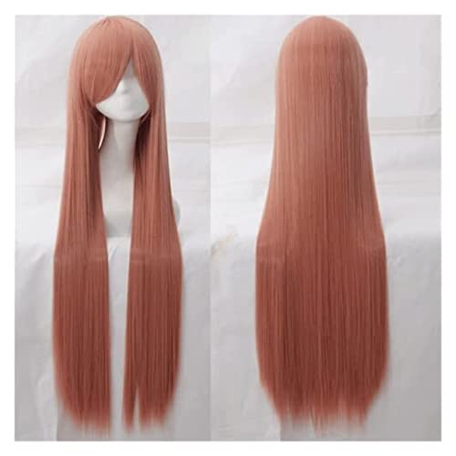 WELLHY Perücke for Karneval Nachtleben CluI Party Dress Up Perücke Cosplay Perücke Universal 100 cm Farbe langes glattes Haar Cos Anime Hochtemperaturdraht 099 Farbe: Rose Net 044 [1 Meter] Coser Perü von WELLHY