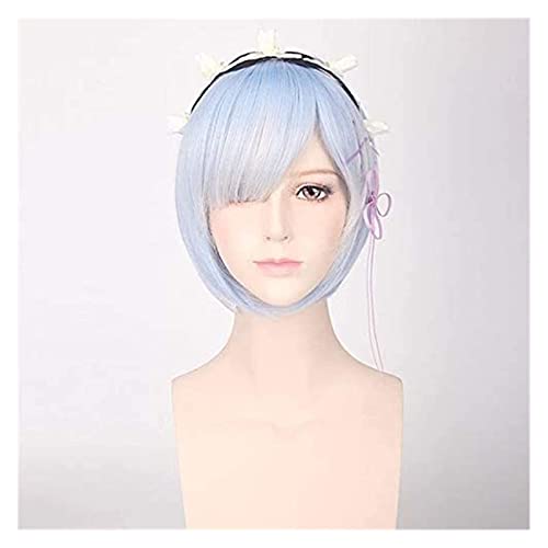 WELLHY Rem Cosplay Perücke Re:Zero Starting Life in Another World Blau & Pink Kostüm Kopf Accessoires Cosplay Halloween Blue Only Wig KEEBON (Color : Pink One Set) Coser Wig (Color : Blue Only Wig) ( von WELLHY
