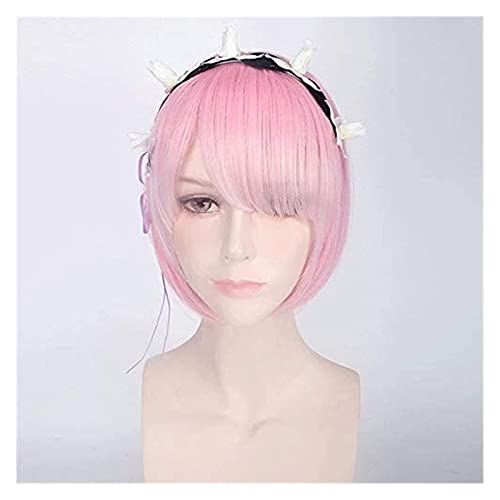 WELLHY Rem Cosplay Perücke Re:Zero Starting Life in Another World Blau & Pink Kostüm Kopf Accessoires Cosplay Halloween Blue Only Wig KEEBON (Color : Pink One Set) Coser Wig (Color : Blue Only Wig) ( von WELLHY