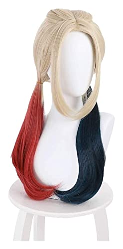 WELLHY for Anime Quinn Suicide Squad Perücken Cosplay Rot und Cyan Double Ponails Double Sellers Frauen Cosplay Perücken Halloween Kostüm Halloween Hitzebeständige Kunsthaar-Accessoires Coser Perücke von WELLHY