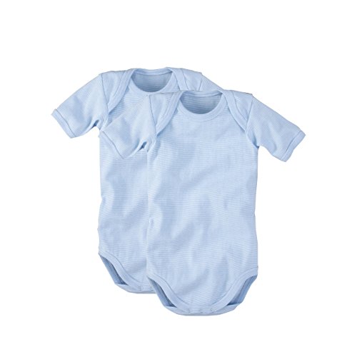 wellyou Baby und Kinder kurzarmbody/baby-body mädchen und junge aus 100% Baumwolle, kurzarm body in hell-blau weiß 2er Set, Weiß (80-86), made in Europe von wellyou