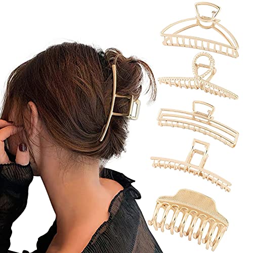 5 Stück Große Haarklammer，WELROG Rutschfeste große Haarspangen für Damen Mädchen Haar Jaw Clips für dickes Haar Dünnes Haar (Metall #2) von WELROG