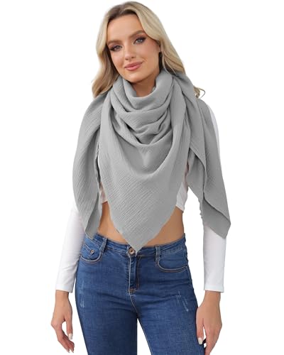 WELROG 100% Baumwolle Schal für Damen Winter Halstuch Damen Schal aus 51 * 51 IN Einfarbiger Warmer Schal Damen-Winterschal Muslimisches Kopftuch von WELROG