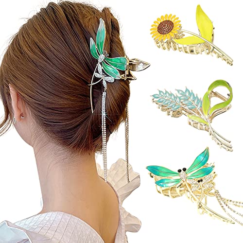 WELROG 3 Stück Blumen Metall Haarspangen für Damen – Große Haarkrallen Clips für Frauen für Dickes Haar, Dünnes Haar, Haarkralle für Mädchen von WELROG