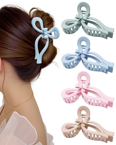 WELROG 4 Stück Haarklammer Damen Elegante Haarspangen mit Schleife Haarklammer Groß Dickes Haar Hair Clips for Women von WELROG
