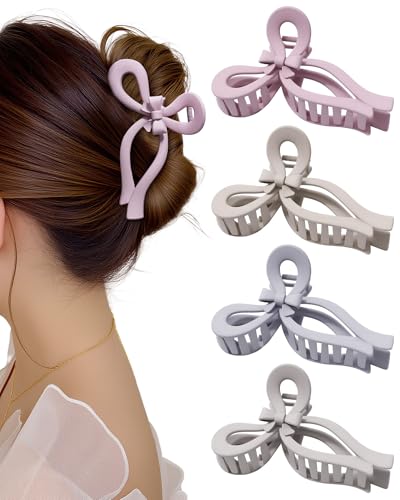 WELROG 4 Stück Haarklammer Damen Elegante Haarspangen mit Schleife Haarklammer Groß Dickes Haar Hair Clips for Women von WELROG