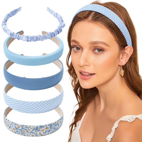 WELROG 5 Stück Haarreifen Damen Elegant Einfarbiges Haarreif Kleines Blumen Haarreif Boho Haarbänder Haarreifen set fur Mädchen Hair Accessories Women von WELROG