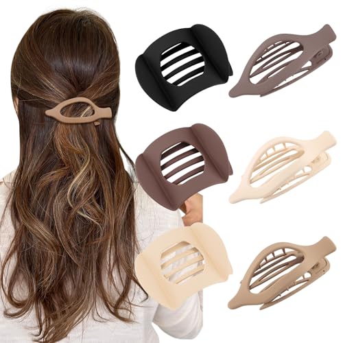 WELROG 6 Stück Flache Haarklammern für Damen Entenschnabel Haarspange Rutschfeste French Haarklammer für Sport und Yoga Flat Claw Clip von WELROG