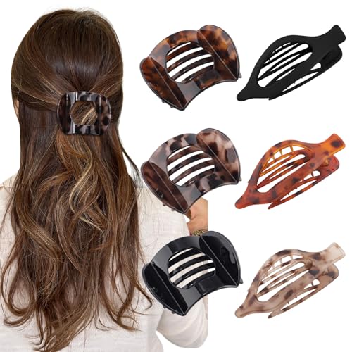WELROG 6 Stück Flache Haarklammern für Damen Entenschnabel Haarspange Rutschfeste French Haarklammer für Sport und Yoga Flat Claw Clip von WELROG