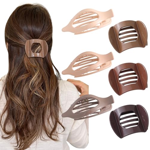 WELROG 6 Stück Flache Haarklammern für Damen Entenschnabel Haarspange Rutschfeste French Haarklammer für Sport und Yoga Flat Claw Clip von WELROG