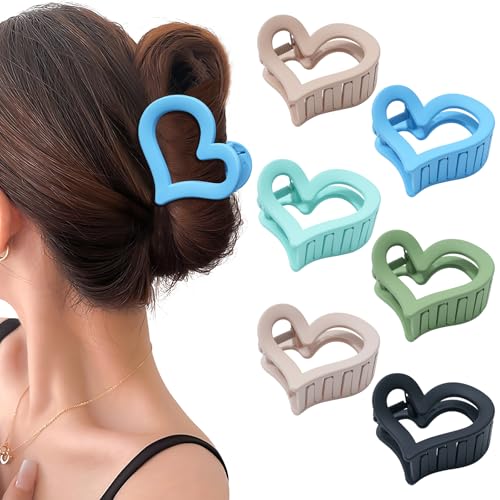 WELROG 6 Stück Haarklammer Damen mittelgroß Herz Haarspangen Schmetterling Haarklammer Haarklammern für Frauen mit Halbgebundenem Haar Hair Clips for Women von WELROG