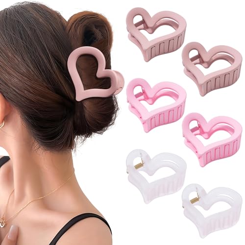 WELROG 6 Stück Haarklammer Damen mittelgroß Herz Haarspangen Schmetterling Haarklammer Haarklammern für Frauen mit Halbgebundenem Haar Hair Clips for Women von WELROG