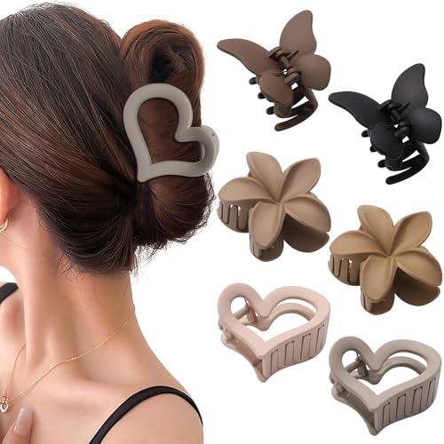 WELROG 6 Stück Haarklammer Damen mittelgroß Herz Haarspangen Schmetterling Haarklammer Haarklammern für Frauen mit Halbgebundenem Haar Hair Clips for Women von WELROG