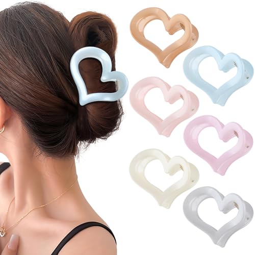 WELROG 6 Stück Haarklammer Damen mittelgroß Herz Haarspangen Schmetterling Haarklammer Haarklammern für Frauen mit Halbgebundenem Haar Hair Clips for Women von WELROG