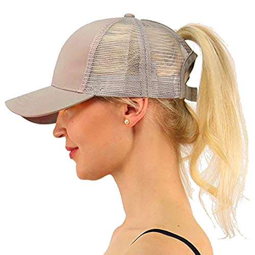 WELROG Dame Baseball Kappe Hip-Hop-Hut Verstellbar Baumwolle Pferdeschwanz Cap (Khaki) von WELROG