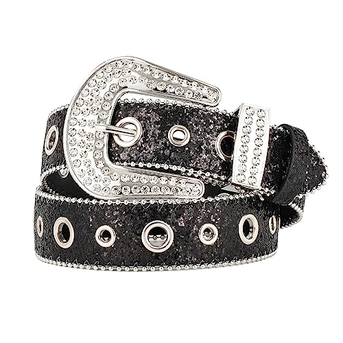 WELROG Gürtel Damen Strass Gürtel - bb Belt y2k Gürtel Western Cowgirl Ledergürtel für Jeans Männer von WELROG