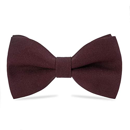 WELROG Klassische gebundene Fliege Kids & Men’Formal Solid Tuxedo Gabardine Einstellbare Fliege Krawatte für Erwachsene & Kinder für Hochzeitsfeier Ausgefallene Plain Bowties （Burgund） von WELROG