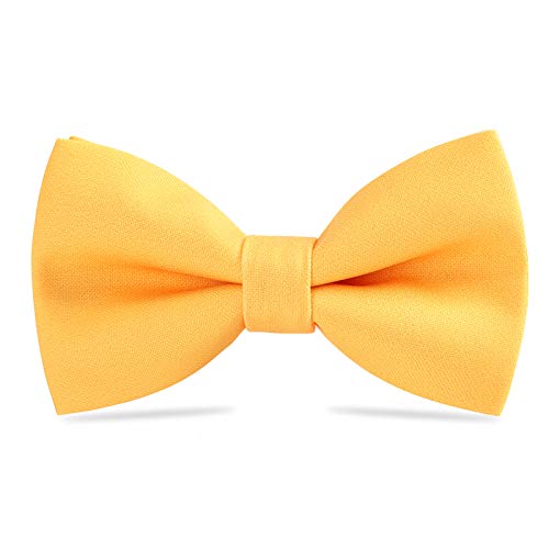 WELROG Klassische gebundene Fliege Kids & Men’Formal Solid Tuxedo Gabardine Einstellbare Fliege Krawatte für Erwachsene & Kinder für Hochzeitsfeier Ausgefallene Plain Bowties （Gelb） von WELROG