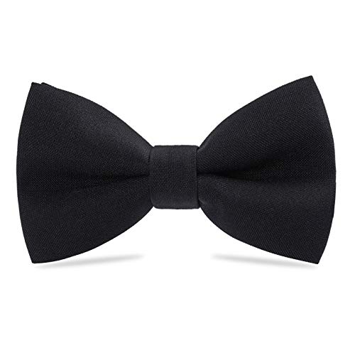 WELROG Klassische gebundene Fliege Kids & Men’Formal Solid Tuxedo Gabardine Einstellbare Fliege Krawatte für Erwachsene & Kinder für Hochzeitsfeier Ausgefallene Plain Bowties (Schwarz) von WELROG