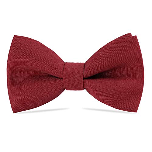WELROG Klassische gebundene Fliege Kids & Men’Formal Solid Tuxedo Gabardine Einstellbare Fliege Krawatte für Erwachsene & Kinder für Hochzeitsfeier Ausgefallene Plain Bowties (Weinrot) von WELROG