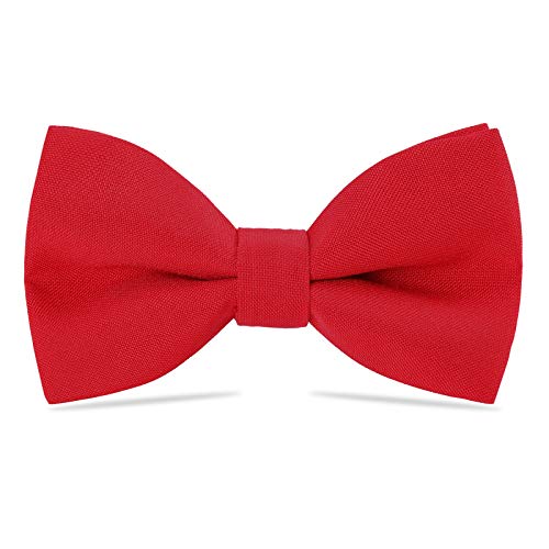 WELROG Klassische gebundene Fliege Kids & Men’Formal Solid Tuxedo Gabardine Einstellbare Fliege Krawatte für Erwachsene & Kinder für Hochzeitsfeier Ausgefallene Plain Bowties (rot) von WELROG