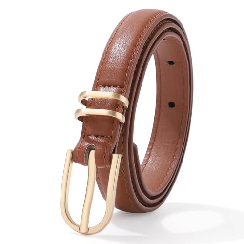 WELROG PU Kindergürtel Jungen und Mädchen - Braun Gürtel Kinder mit Goldener Schnalle Kindergürtel Mädchen Breite 1,8 cm Gürtel Jungen 12 jahre von WELROG