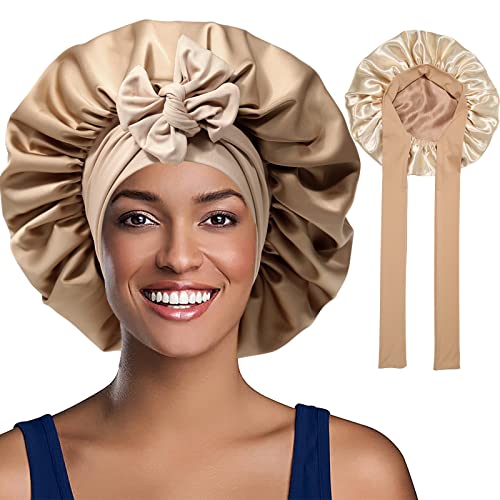 WELROG Satin Haarhaube für Damen - Doppelseitig Satin Seidenhaube Zum Schlafen Schlafhaube Haare Schützen Haarhaube für die Nacht Satin Bonnet von WELROG