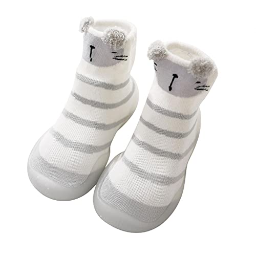 WENDAO Herbst, Winter Kindersocken Schuhe Kinderschuhe Unisex Lauflernschuhe Baby Krabbelschuhe Weichen Boden Mädchen Sockenschuhe Baby Kleinkind Schuhe atmungsaktive Bodensocken Schuhe, 1weiß, 20 EU von WENDAO