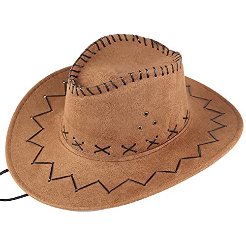 WENDAO Unisex Erwachsene West Cowboy Hut Männer und Frauen Western Cowboy Hut Mongolischer Hut Grassland Sun Hat Cowboyhute Stil Klassische Western Outback Hut von WENDAO