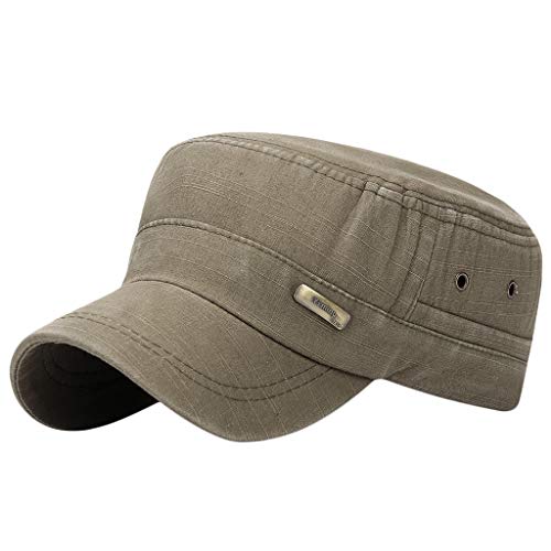 WENDAO Unisex Flatcap Army Cap Militär-Flat-Top Vintage Baseballcap Sport Sonnenhut Schiebermütze Plain Cadet Cap für Männer und Frauen verstellbare Baseballmütze von WENDAO