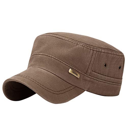 WENDAO Unisex Flatcap Army Cap Militär-Flat-Top Vintage Baseballcap Sport Sonnenhut Schiebermütze Plain Cadet Cap für Männer und Frauen verstellbare Baseballmütze von WENDAO