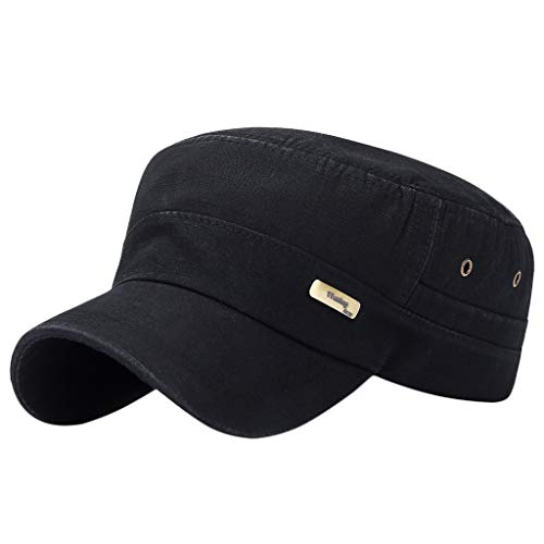 WENDAO Unisex Flatcap Army Cap Militär-Flat-Top Vintage Baseballcap Sport Sonnenhut Schiebermütze Plain Cadet Cap für Männer und Frauen verstellbare Baseballmütze von WENDAO